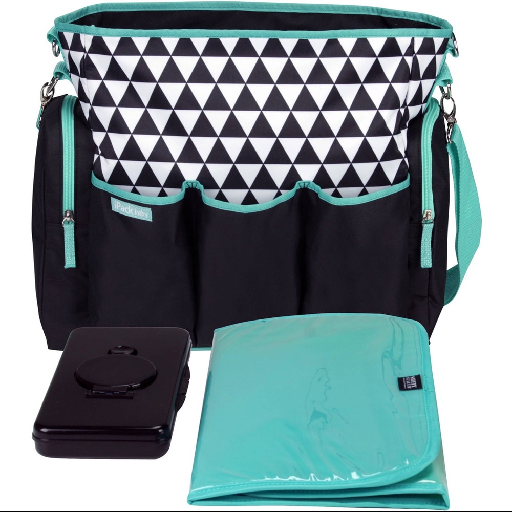 iPack-Tote-Diaper-Bag-3pc-Set-Black-Teal